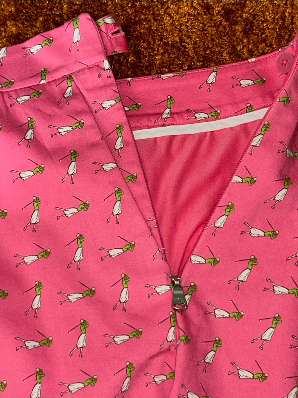 Ralph Lauren Pink Mini Skirt with White & Green Motif - Picture 8 of 9
